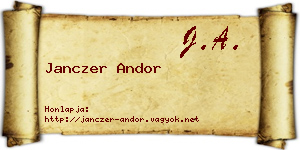Janczer Andor névjegykártya